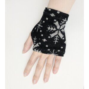 Handmade Snowflake Print Hand Warmers - Fingerless Gloves, Cozy, Cottagecore